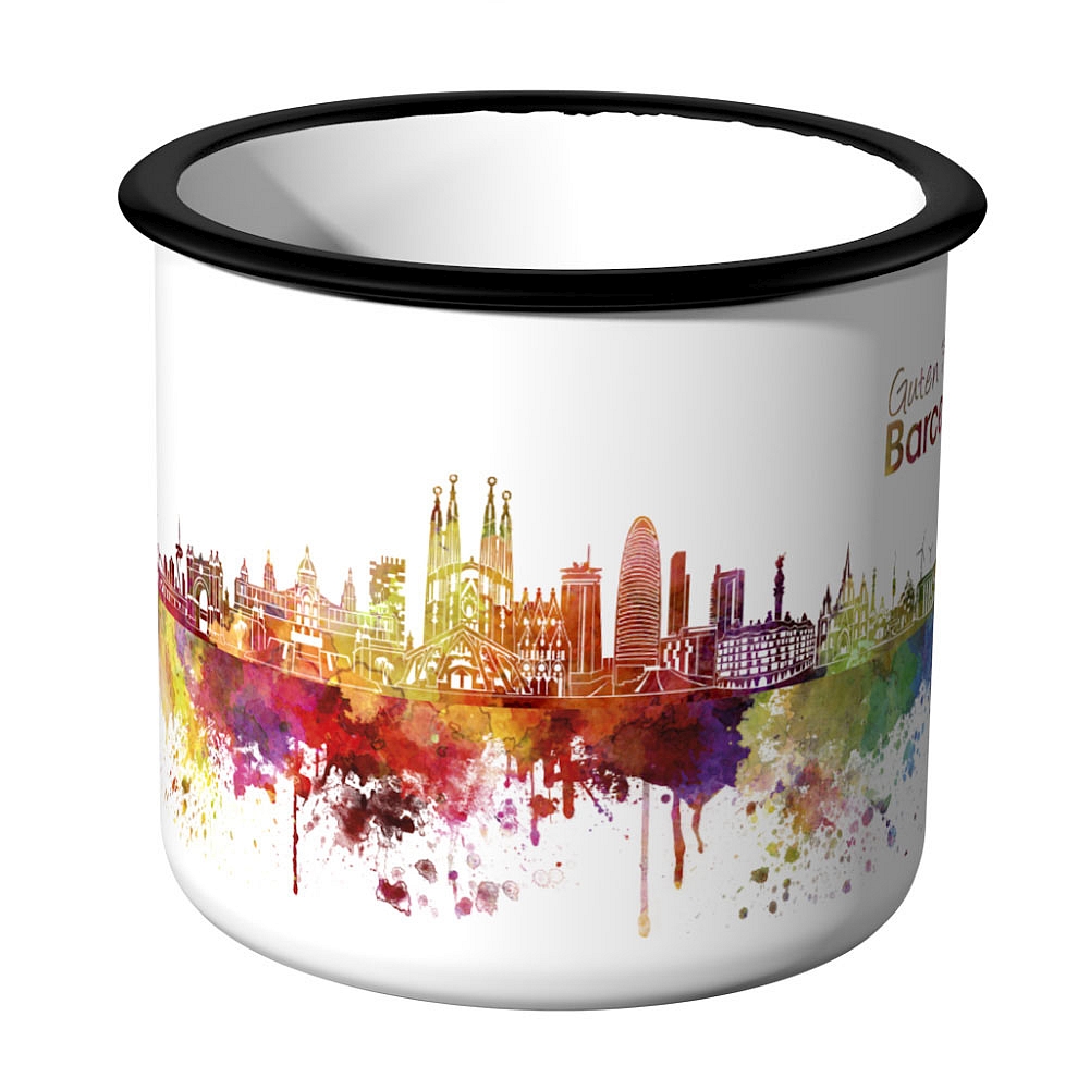 Skyline Aquarell Stadttasse Städtetasse Stadtbecher Guten Morgen Barcelona
