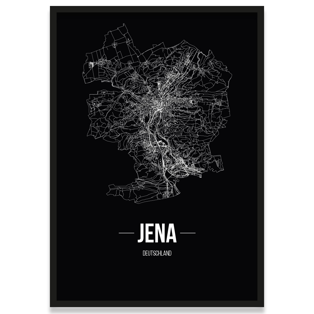 JUNIWORDS Stadtposter, Jena, Schwarz, Kunstdruck Plan Map - Bild 7 von 7