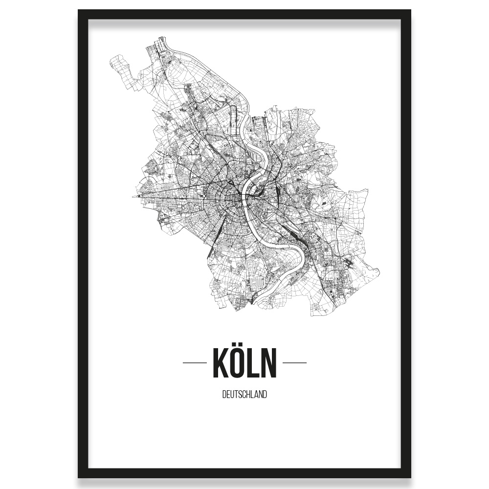 Weiß Köln Kunstdruck Plan Map JUNIWORDS Stadtposter 