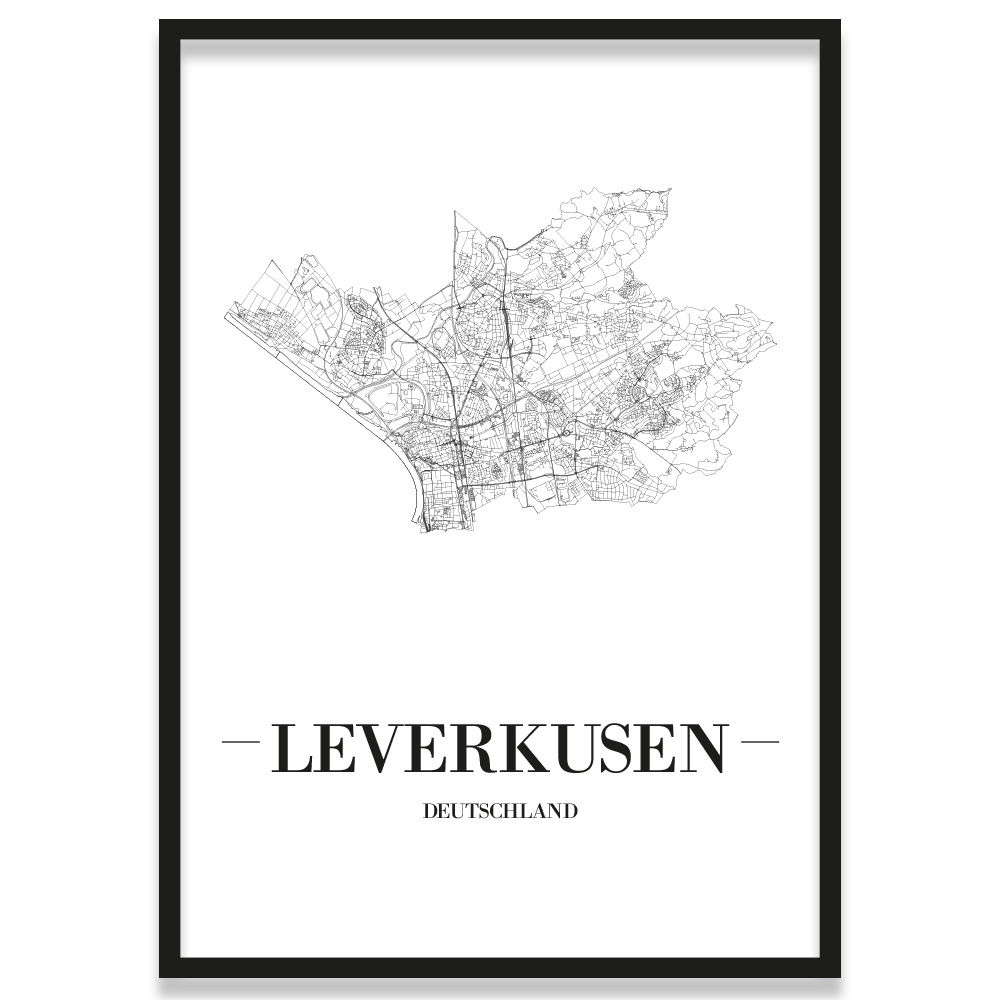 JUNIWORDS Stadtposter, Leverkusen, Weiß, Kunstdruck Plan Map - Bild 5 von 7