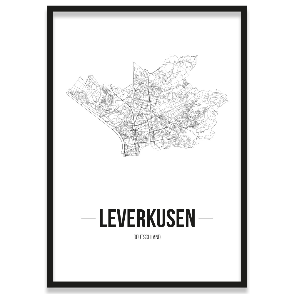 JUNIWORDS Stadtposter, Leverkusen, Weiß, Kunstdruck Plan Map - Bild 7 von 7