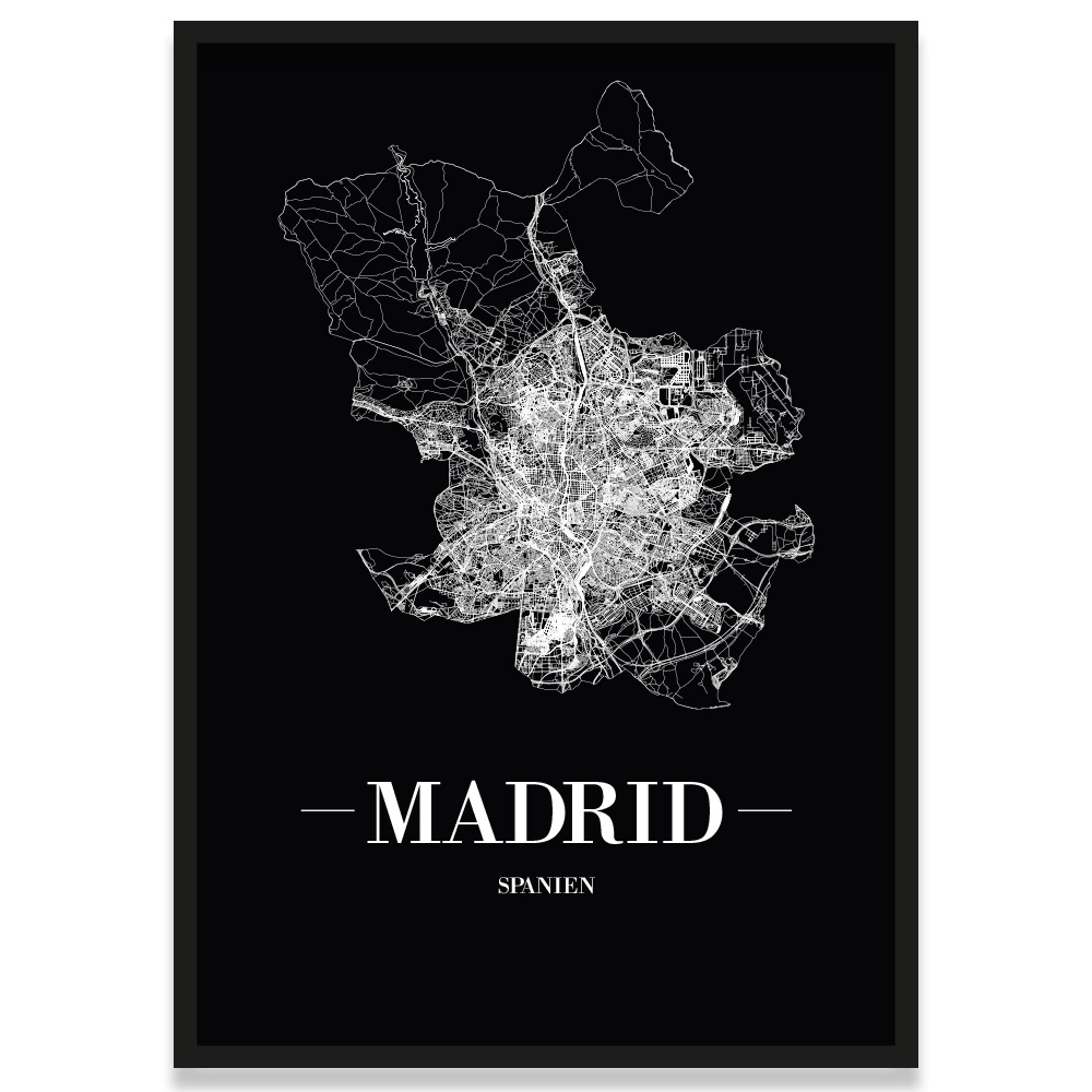 JUNIWORDS Stadtposter, Madrid, Schwarz, Kunstdruck Plan Map - Bild 5 von 7