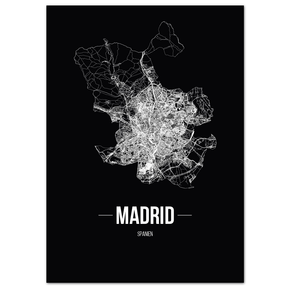 JUNIWORDS Stadtposter, Madrid, Schwarz, Kunstdruck Plan Map - Bild 6 von 7