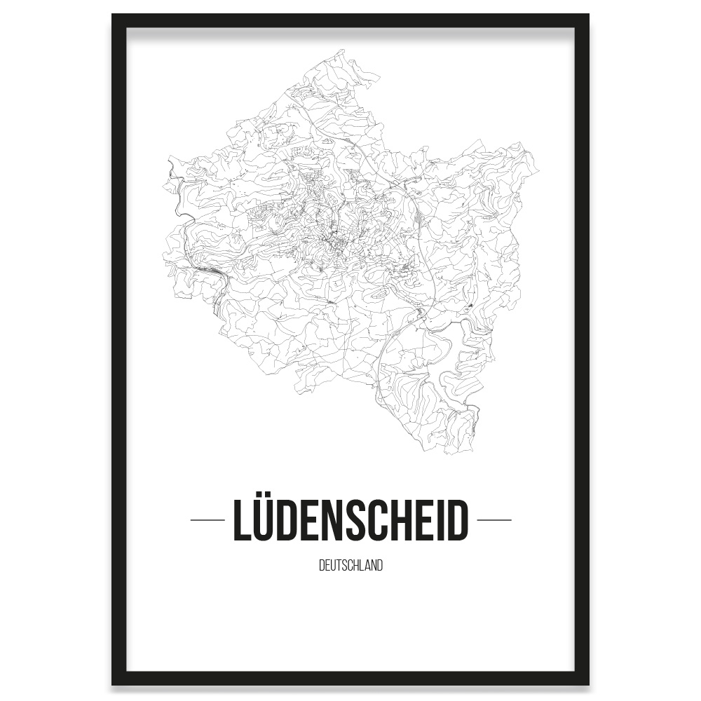 JUNIWORDS Stadtposter, Lüdenscheid, Weiß, Kunstdruck Plan Map - Bild 7 von 7