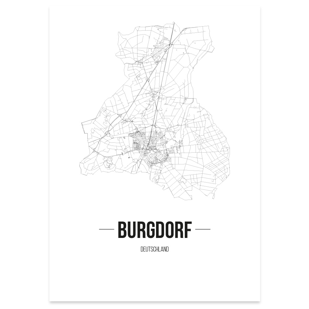 Weiß Kunstdruck Plan Map JUNIWORDS Stadtposter Westerstede