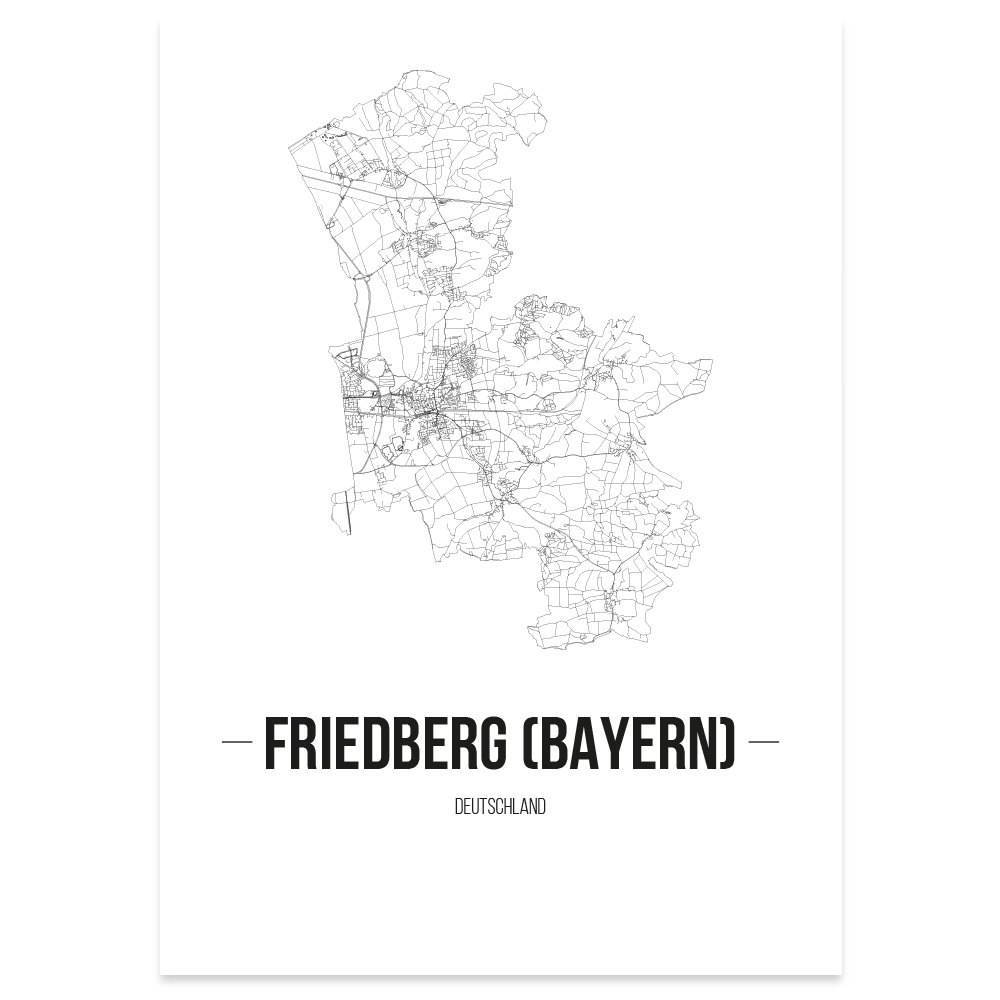 JUNIWORDS Stadtposter, Friedberg (Bayern), Weiß, Kunstdruck Plan Map - Bild 6 von 7