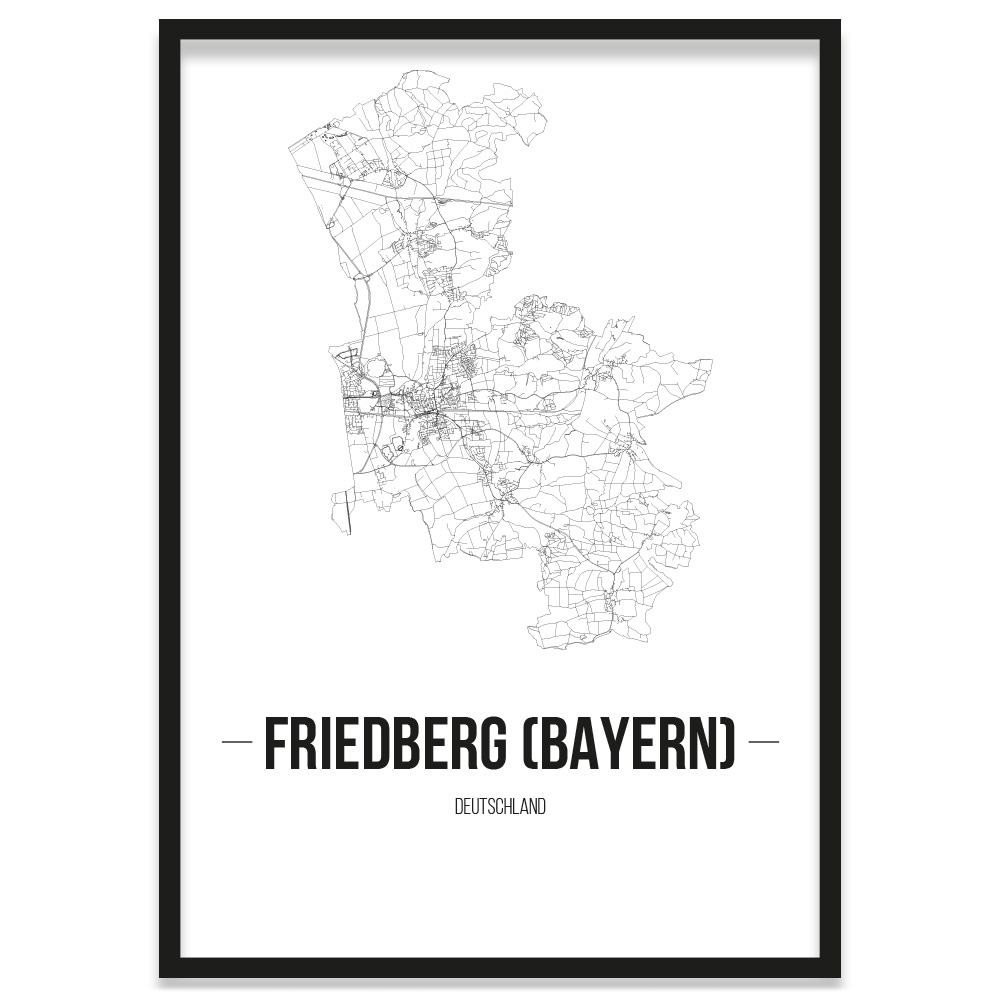 JUNIWORDS Stadtposter, Friedberg (Bayern), Weiß, Kunstdruck Plan Map - Bild 7 von 7