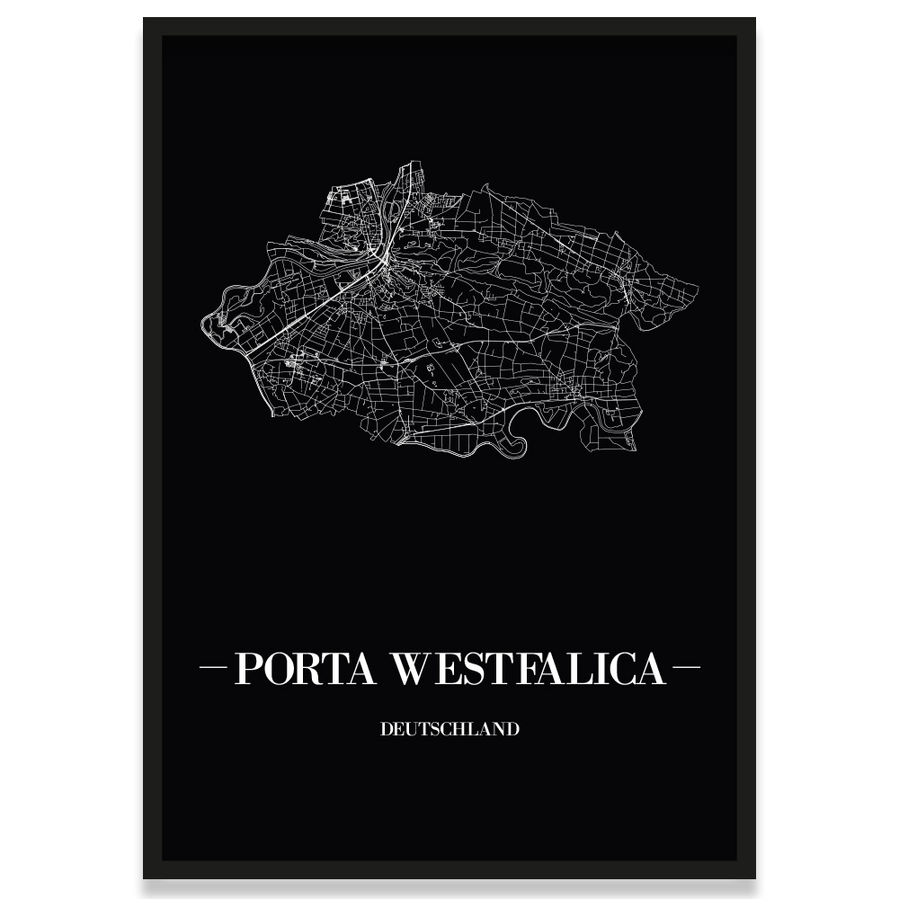 JUNIWORDS Stadtposter, Porta Westfalica, Schwarz, Kunstdruck Plan Map - Bild 5 von 7