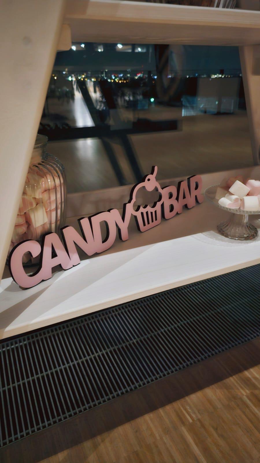 CANDY BAR Schriftzug aus dem Laser für Eventdeko