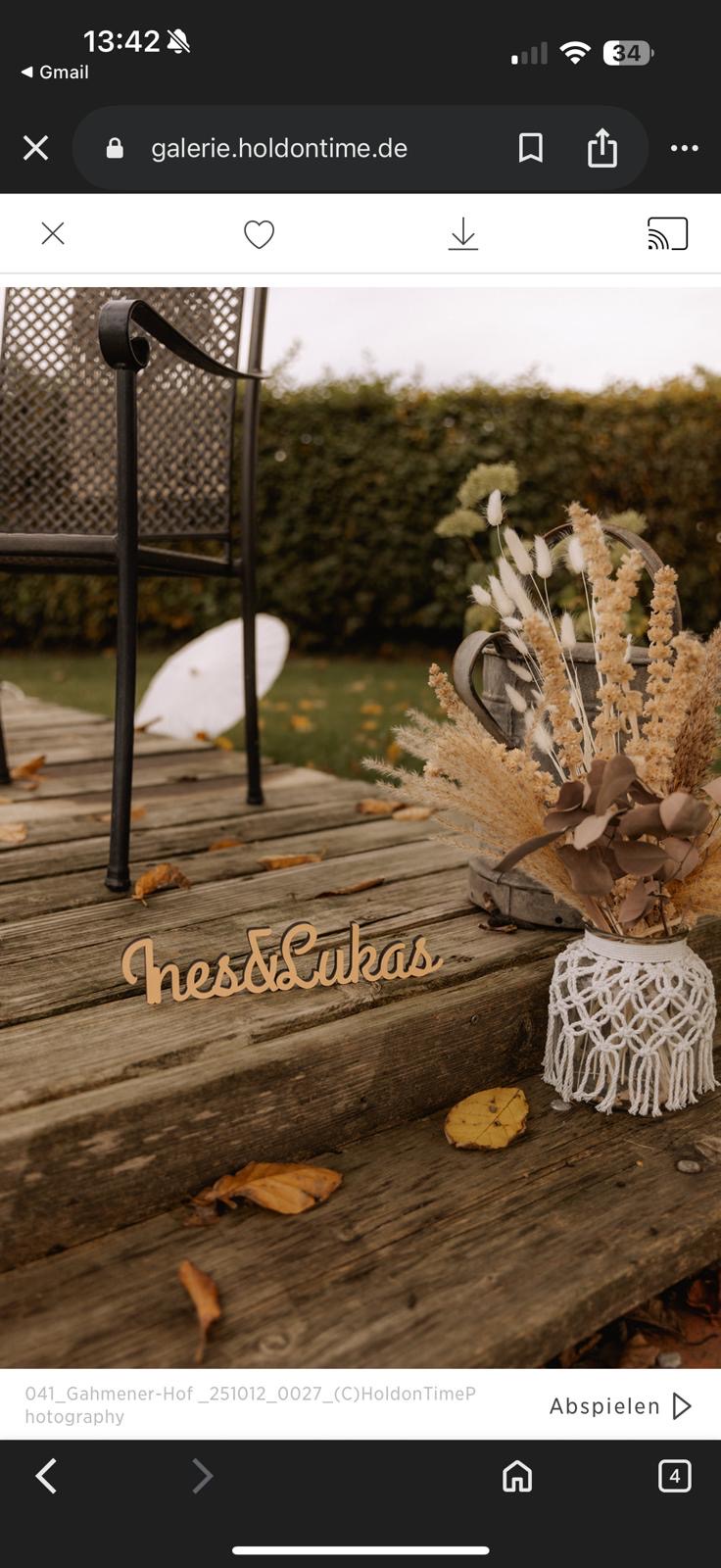 Hochzeitsdeko: lasergeschnittener Holzschriftzug